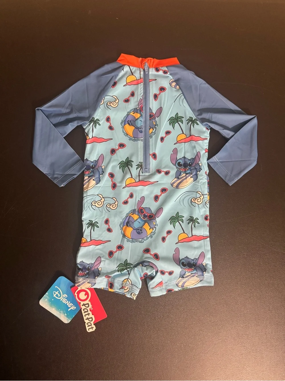 Patpat, Disney Stitch, Baby’s 6M-9M, One Piece, Blue Rashguard Swimsuit. New.